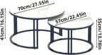Round Coffee Table Nest Tables Nesting Marble Sintered (Set of 2)