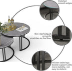 Round Coffee Table Nest Tables Nesting Marble Sintered (Set of 2)