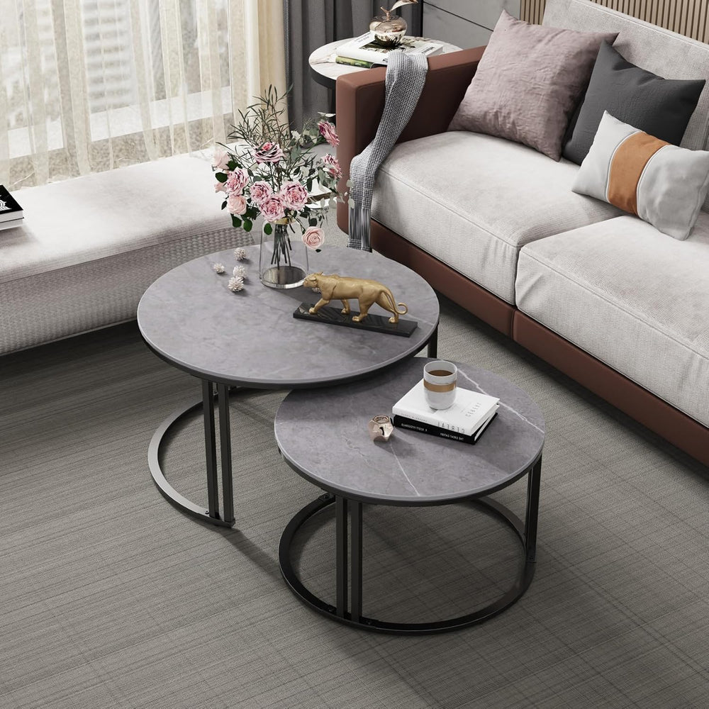 Nesting Coffee Table Sintered Stone Marble Top Nest