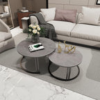 Round Coffee Table Nest Tables Nesting Marble Sintered (Set of 2)