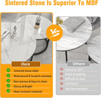 Round Coffee Table Nest Tables Nesting Marble Sintered (Set of 2)