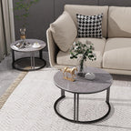 Round Coffee Table Nest Tables Nesting Marble Sintered (Set of 2)