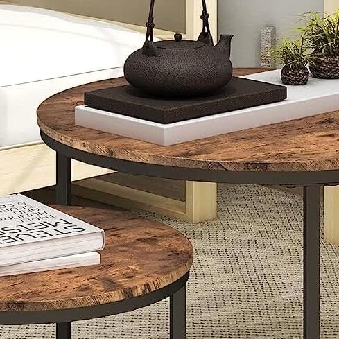 Round Coffee Table Nesting Side for Living Room (Set of 2)
