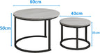 Round Coffee Table Nesting Side for Living Room (Set of 2)