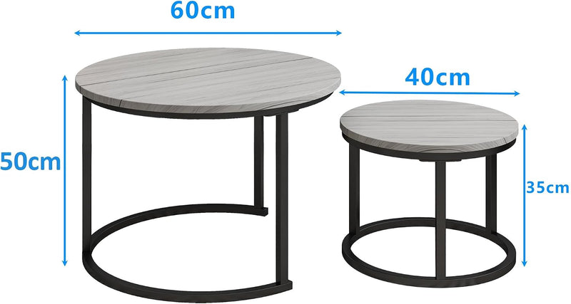 Round Coffee Table Nesting Side for Living Room (Set of 2)