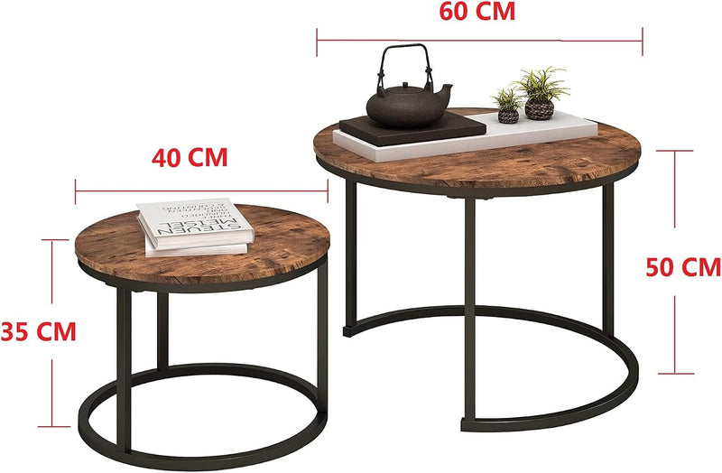 Round Coffee Table Nesting Side for Living Room (Set of 2)