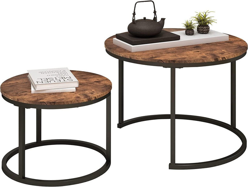 Round Coffee Table Nesting Side for Living Room (Set of 2)