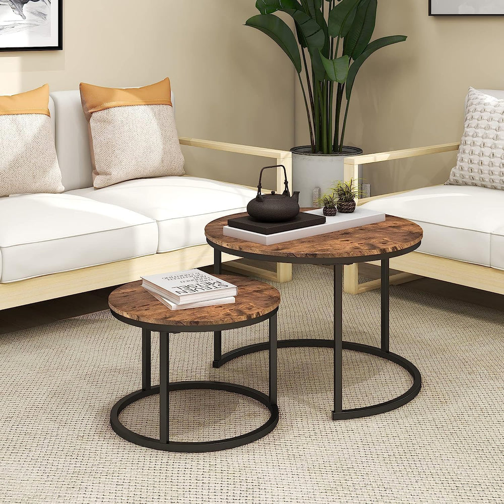 Round Coffee Table Nesting Side for Living Room (Set of 2)