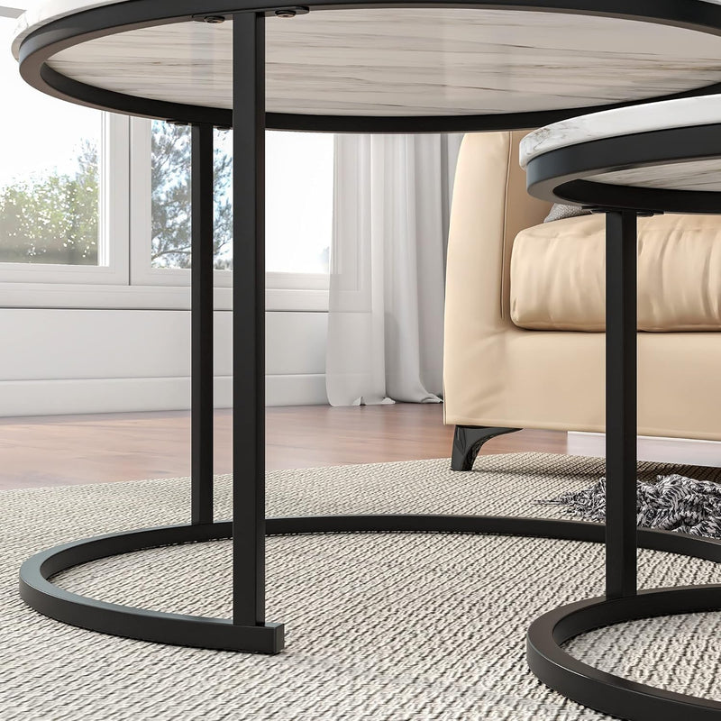 Round Coffee Table Side for Living Room Nesting (Set of 2)