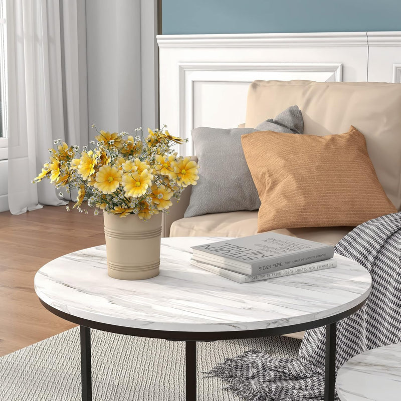 Round Coffee Table Side for Living Room Nesting (Set of 2)