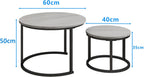 Round Coffee Table Side Nesting with Steel Frame (Set of 2)
