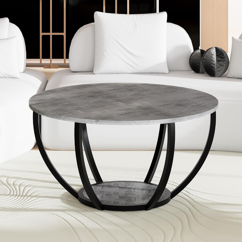 Round Coffee Table with Storage for Living Room
