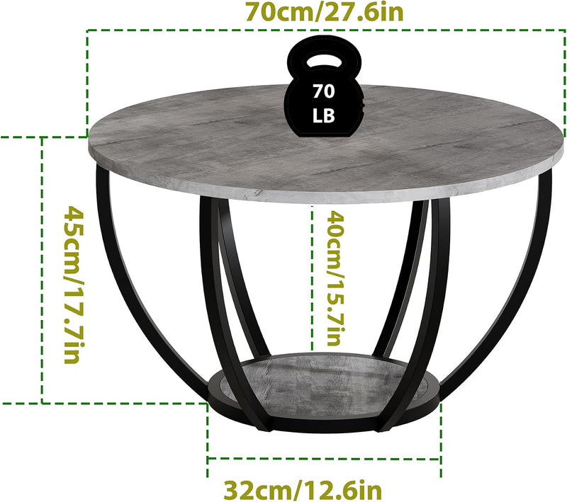 Round Coffee Table with Storage for Living Room