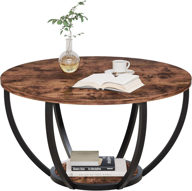 Round Coffee Table with Storage for Living Room