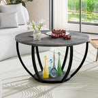 Round Coffee Table with Storage for Living Room