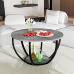 Round Coffee Table with Storage for Living Room
