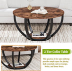 Round Coffee Table with Storage for Living Room