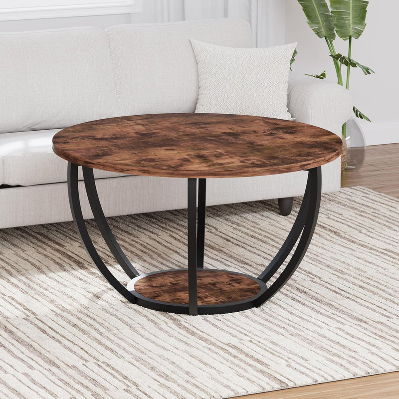 Round Coffee Table with Storage for Living Room