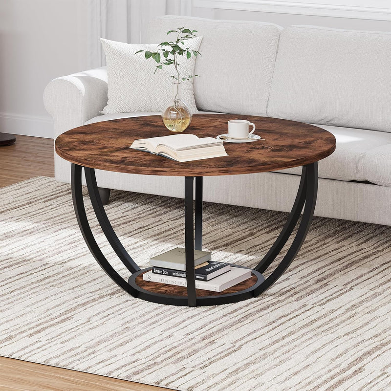 Round Coffee Table with Storage for Living Room