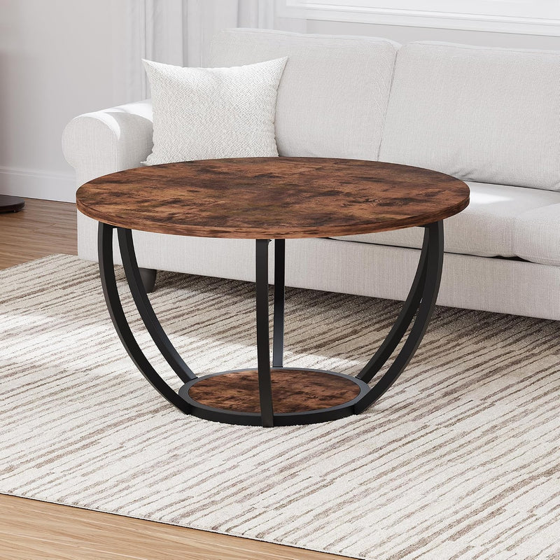 Round Coffee Table with Storage for Living Room