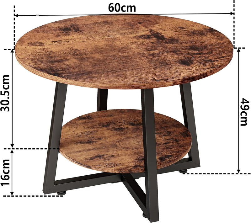 Round Coffee Table with Storage Metal Small