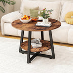 Round Coffee Table with Storage Metal Small