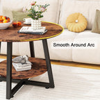Round Coffee Table with Storage Metal Small