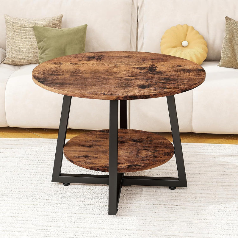 Round Coffee Table with Storage Metal Small