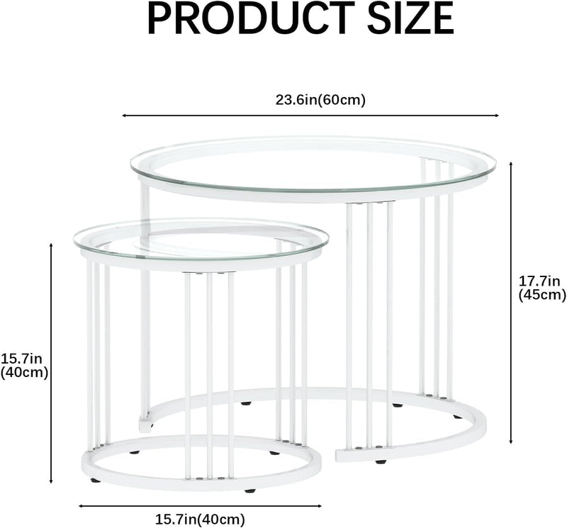 Round Coffee Tables End Table Nesting Side (Set of 2)