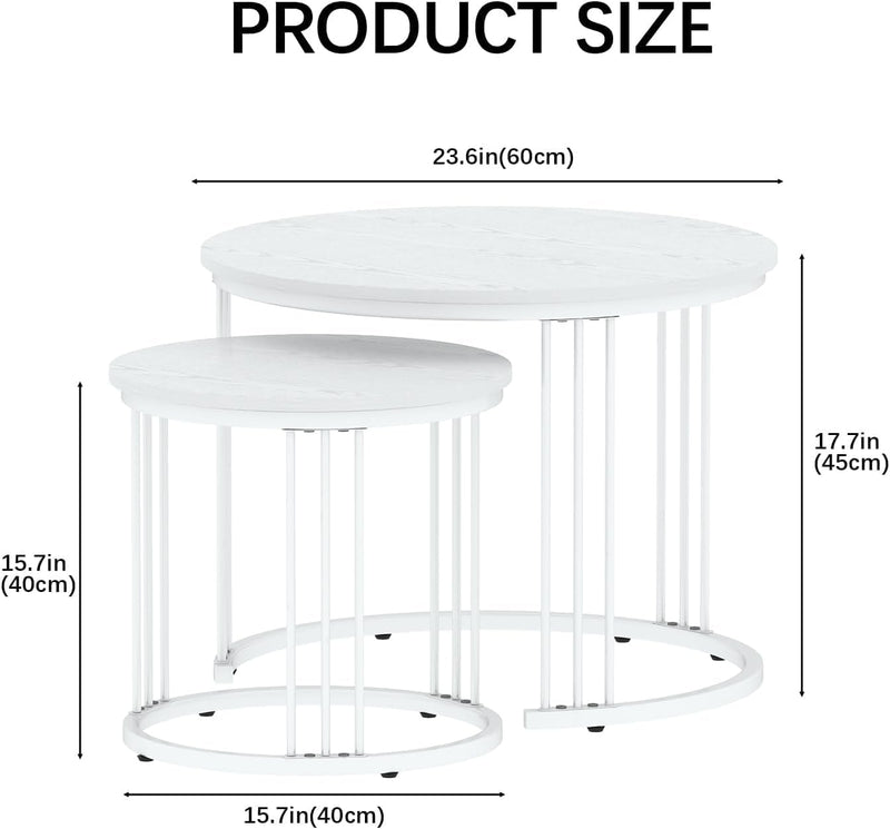 Round Coffee Tables End Table Nesting Side (Set of 2)