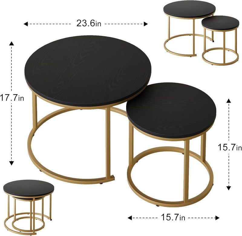 Round Coffee Tables End Table Nesting Side (Set of 2)