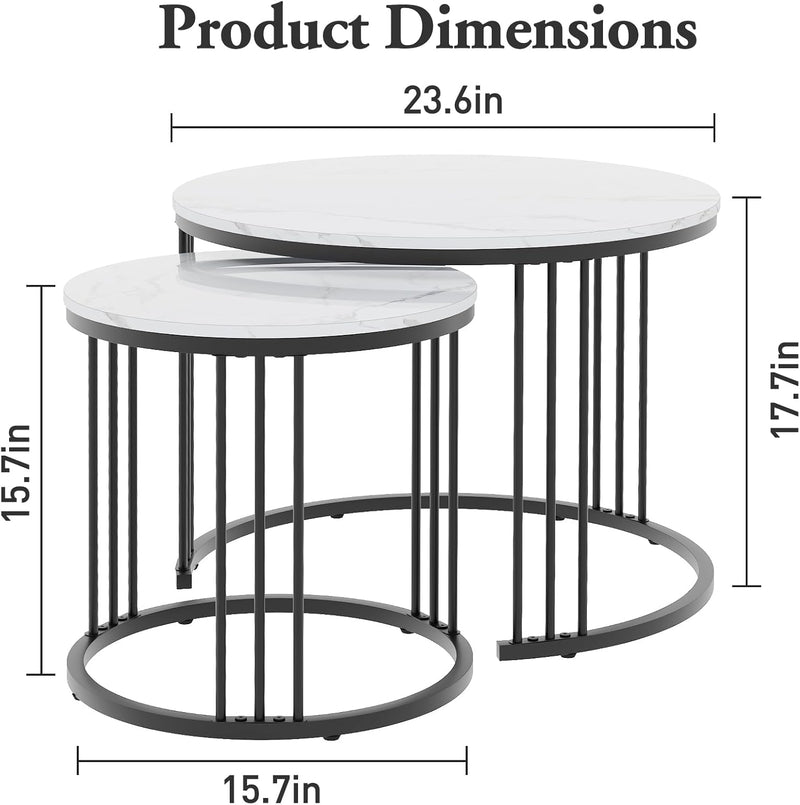 Round Coffee Tables End Table Nesting Side (Set of 2)