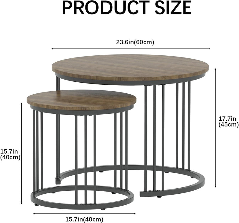 Round Coffee Tables End Table Nesting Side (Set of 2)