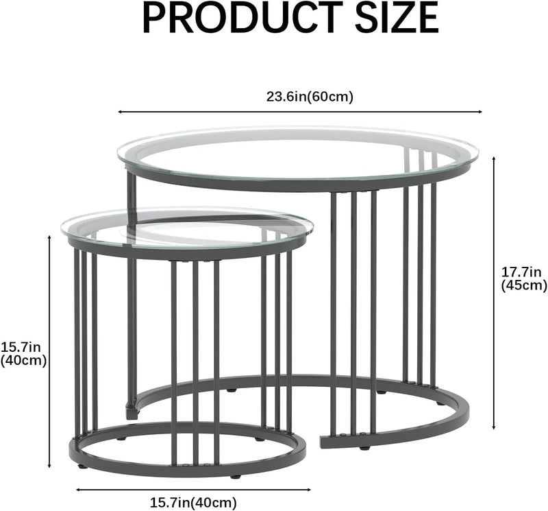 Round Coffee Tables End Table Nesting Side (Set of 2)