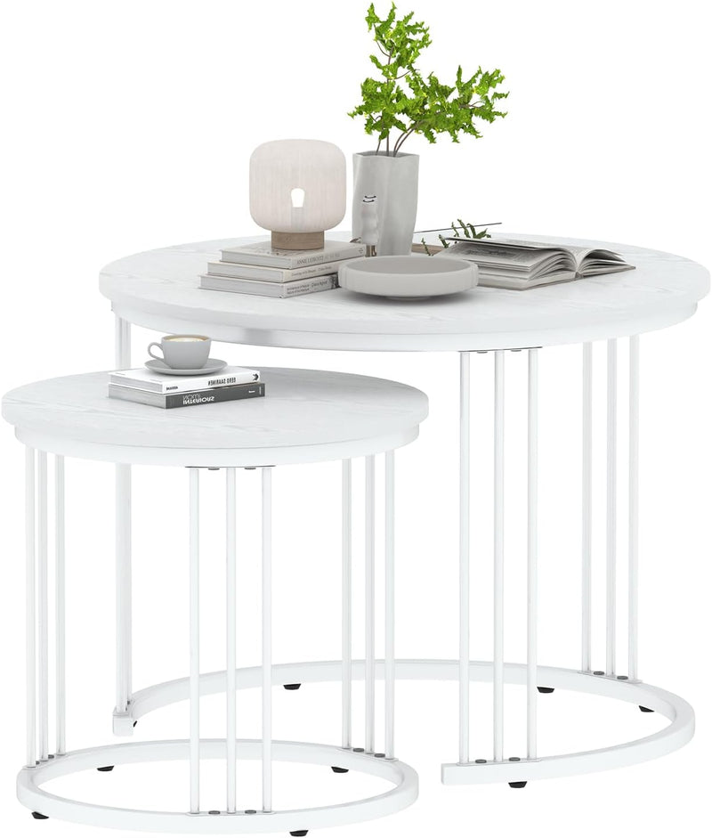 Round Coffee Tables End Table Nesting Side (Set of 2)