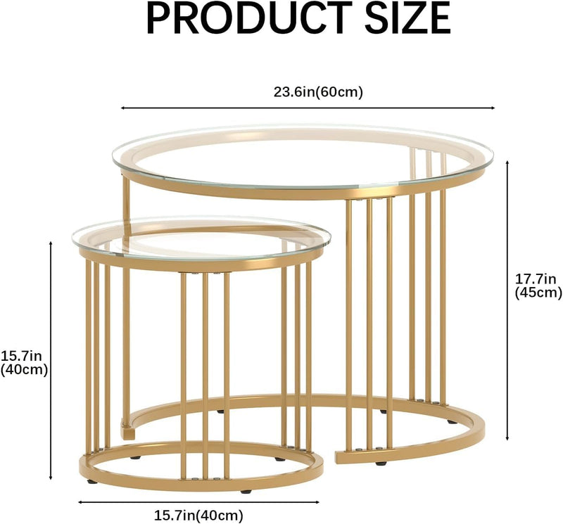 Round Coffee Tables End Table Nesting Side (Set of 2)