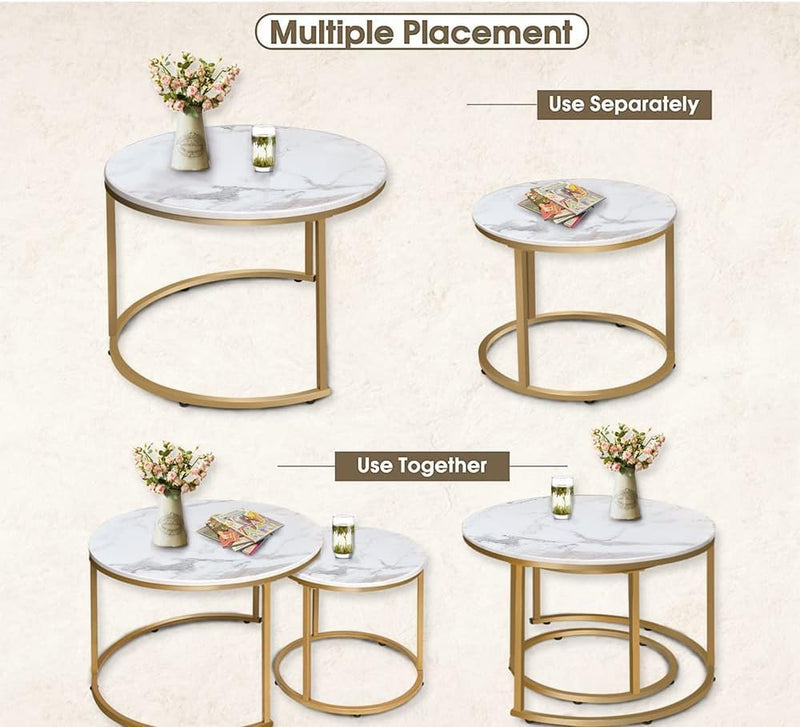 Round Coffee Tables End Table Nesting Side (Set of 2)