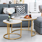 Round Coffee Tables End Table Nesting Side (Set of 2)