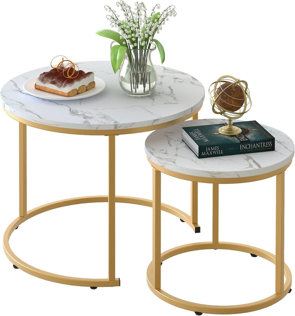Round Coffee Tables End Table Nesting Side (Set of 2)