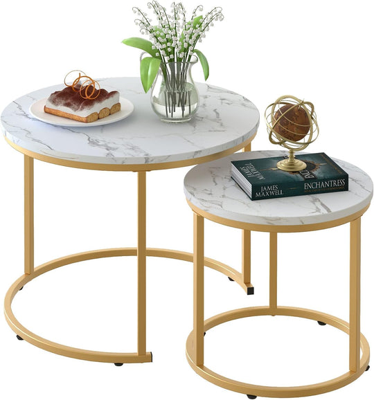 Round Coffee Tables End Table Nesting Side (Set of 2)