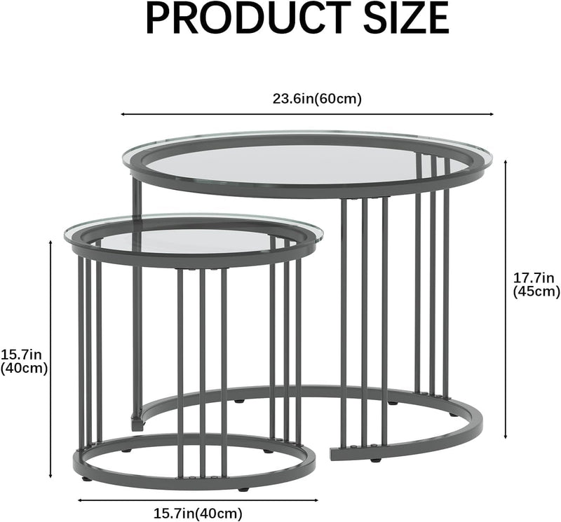 Round Coffee Tables End Table Nesting Side (Set of 2)
