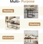 Round Coffee Tables End Table Nesting Side (Set of 2)