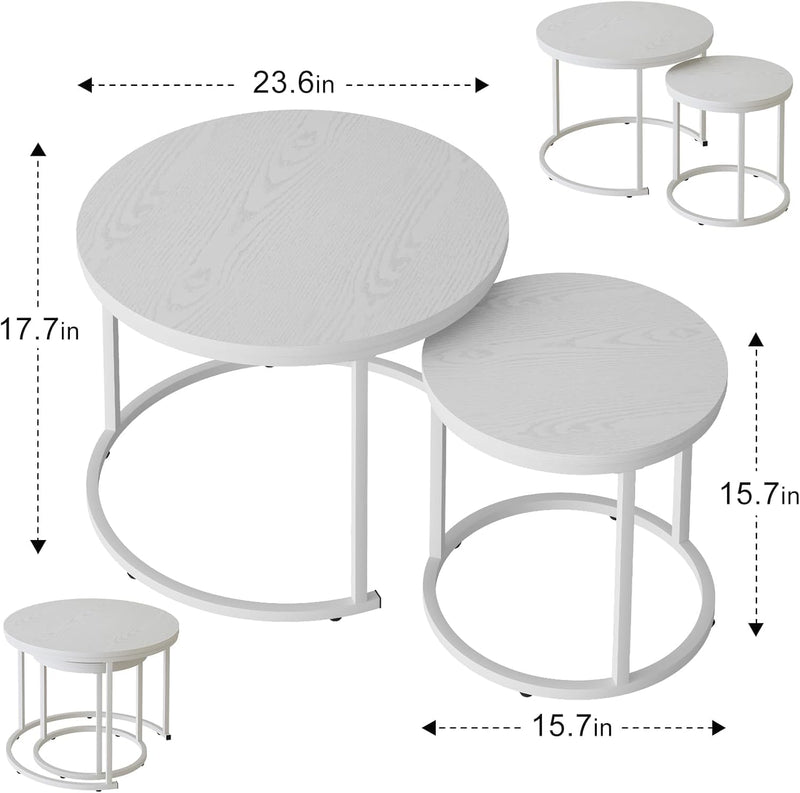 Round Coffee Tables End Table Nesting Side (Set of 2)