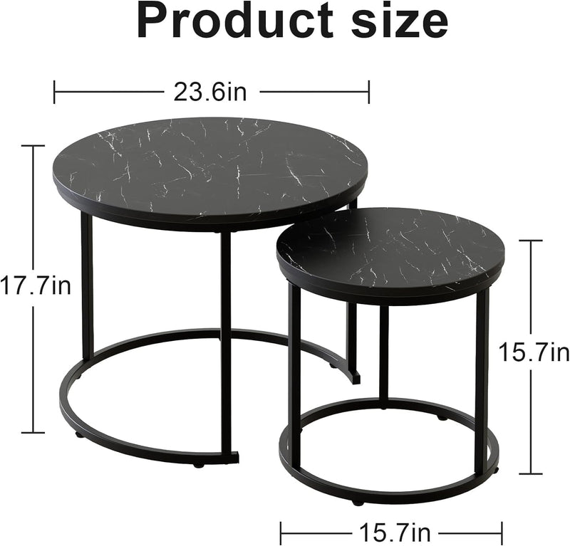 Round Coffee Tables End Table Nesting Side (Set of 2)