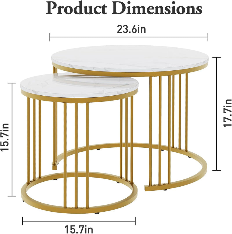 Round Coffee Tables End Table Nesting Side (Set of 2)