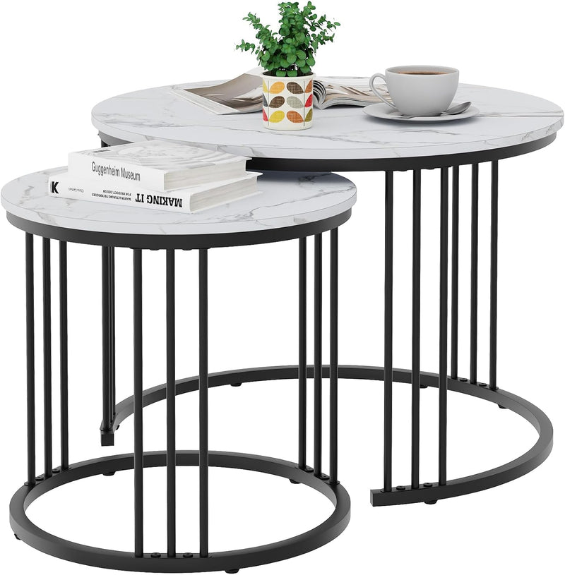 Round Coffee Tables End Table Nesting Side (Set of 2)