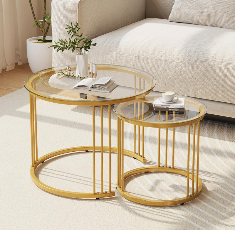 Round Coffee Tables End Table Nesting Side (Set of 2)