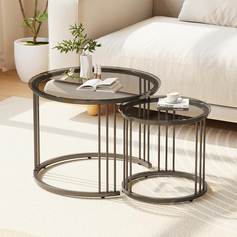 Round Coffee Tables End Table Nesting Side (Set of 2)