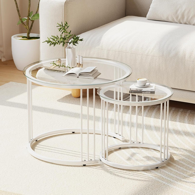 Round Coffee Tables End Table Nesting Side (Set of 2)