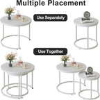 Round Coffee Tables End Table Nesting Side (Set of 2)
